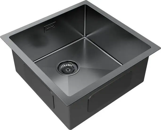 Кухонная мойка Paulmark Gerberg 44 UNI PM254444-GM (черный/вороненая сталь) - фото товара