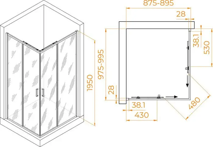 Душевой уголок RGW PA-246B 030824690-14 90x100 (черный/прозрачное стекло) - фото товара