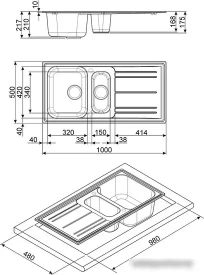 Кухонная мойка Smeg LZ102AV2 - фото товара