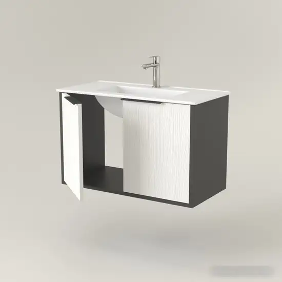 Дабер Тумба под умывальник 018 WeltWasser Deilbach 7517-80 Т18.8W.0.20Ч (белый древесный/серый/ручка черная) – фото товара