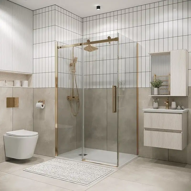 Душевая стенка Grossman Classic 80x195 200.K33.04.80.32.00 (золото сатин/стекло прозрачное) - фото товара