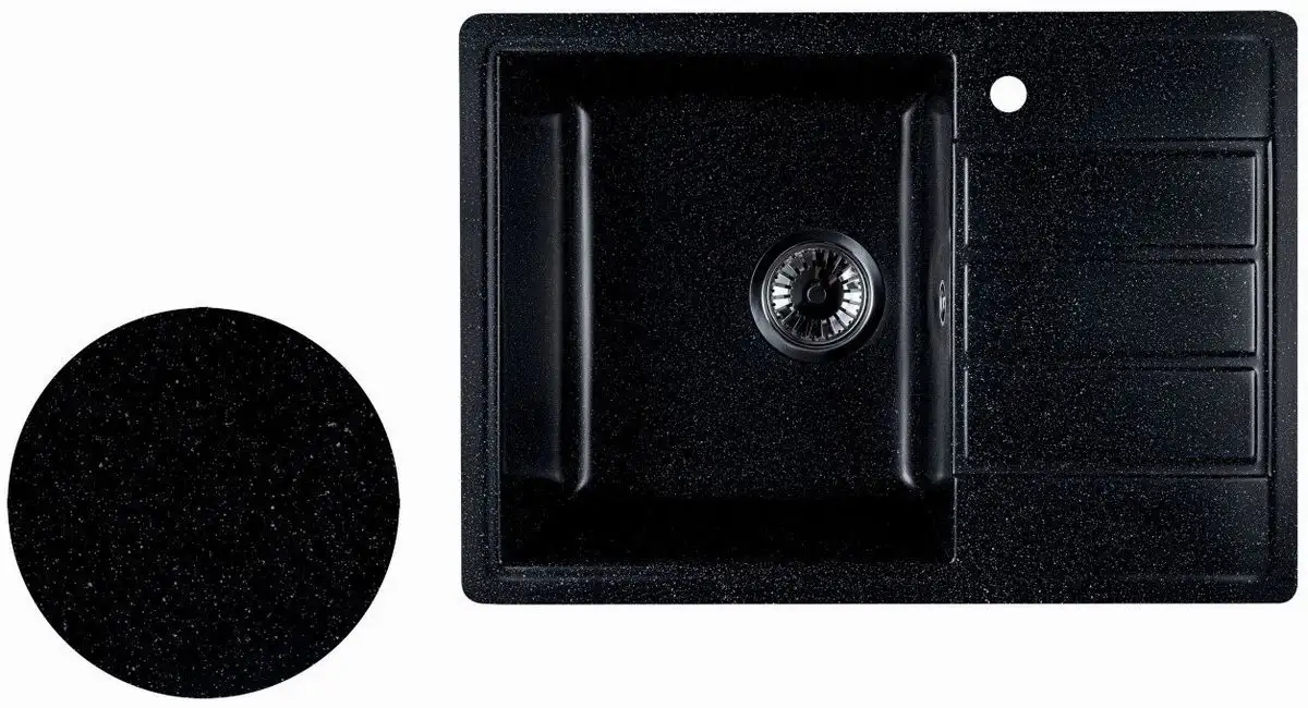 Кухонная мойка Marblan Recta L (черный, с сифоном) - фото товара
