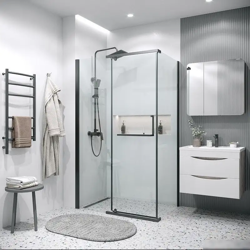 Душевая стенка Grossman Pragma 100х195 200.K33.03.100.21.00 (черный матовый/стекло прозрачное) - фото товара