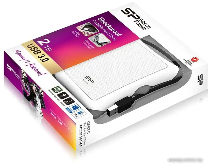 Внешний накопитель Silicon-Power Armor A30 2TB White (SP020TBPHDA30S3W) – фото товара