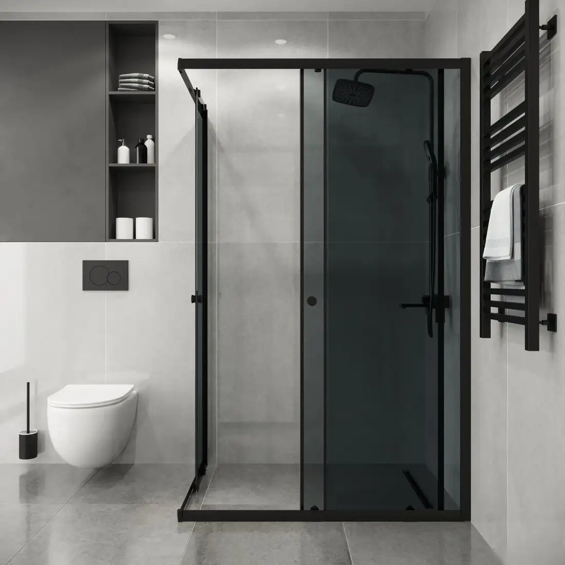 Душевой уголок Niagara Eco NG-1118-14QT 110x80x190 (черный/стекло тонированное) - фото товара