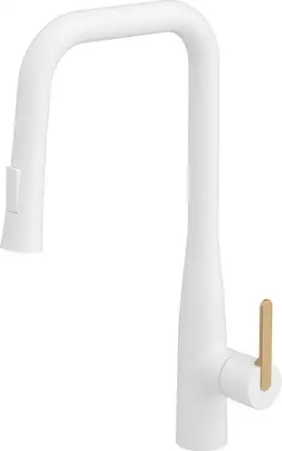 Смеситель Kaiser Claro 22144-4 (белый матовый/золото) - изображение в каталоге