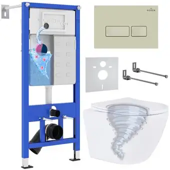 Унитаз подвесной Roxen Antares Tornado в комплекте с инсталляцией StounFix Dual Fresh 6 в 1 968326 (кнопка: пастель бежевый) - изображение в каталоге