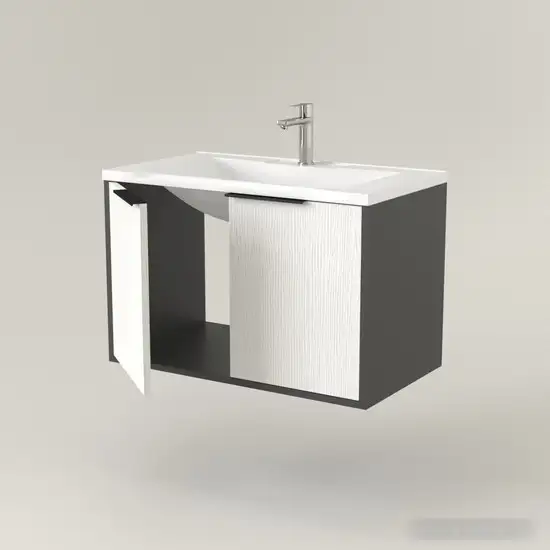 Дабер Тумба под умывальник 018 Andrea Elen 80 Т18.8А.0.20Ч (белый древесный/серый/ручка черная) – фото товара