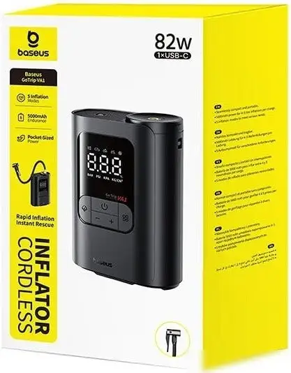 Автомобильный компрессор Baseus GoTrip VA1 Super Mini Wireless Inflator 19-Cylinder Cosmic Black C0119501 – фото товара