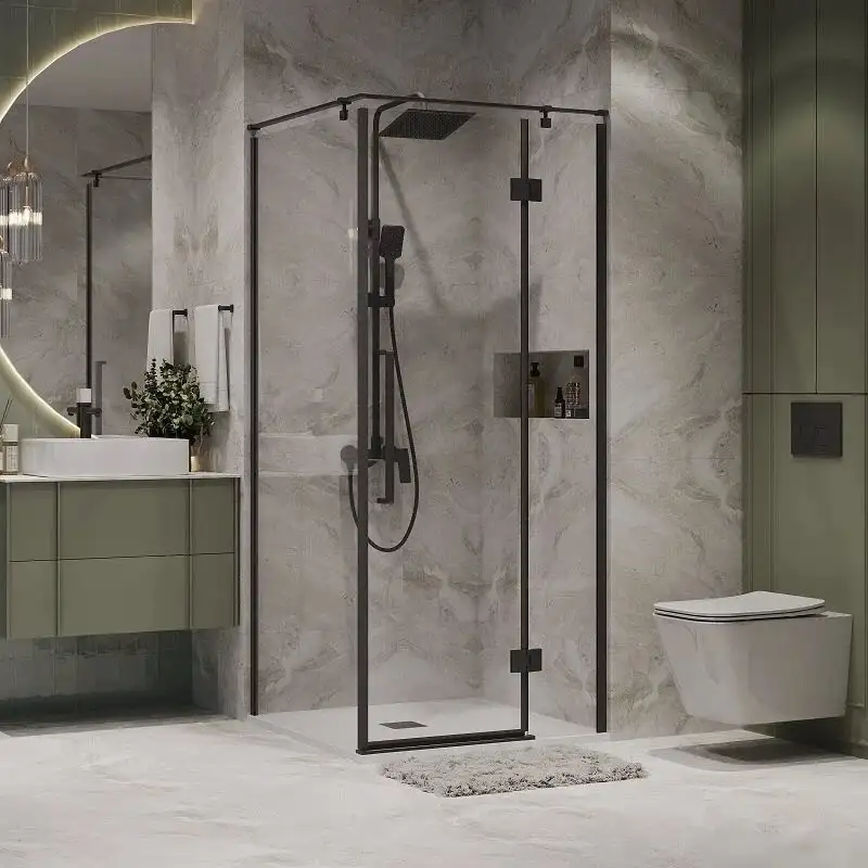 Душевой уголок Niagara NG-6832-34BLACK 100x100x195 (черный матовый/прозрачное стекло) - фото товара