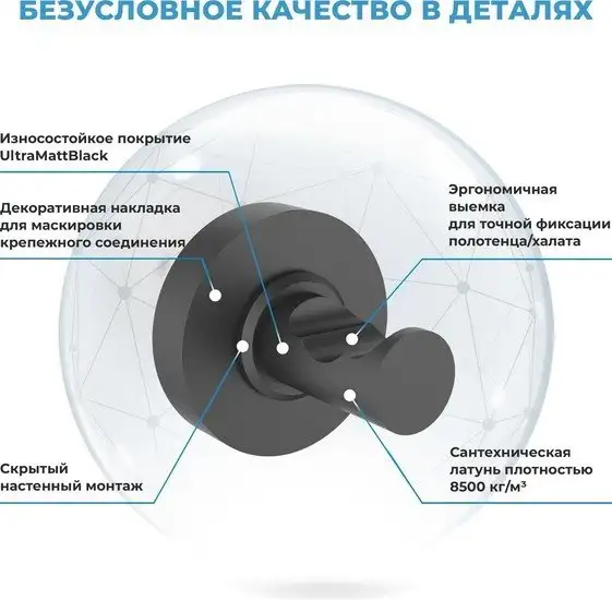 Крючок для ванны Wellsee Finishing Touch 182517000 (матовый черный) – фото товара