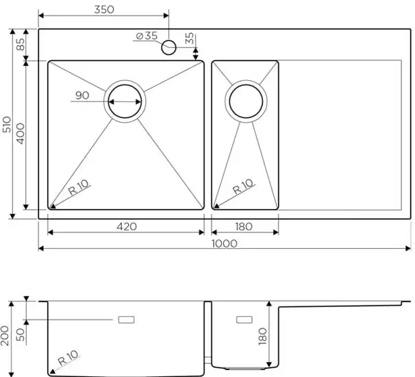 Кухонная мойка Omoikiri Akisame 100-2-IN-L - фото товара