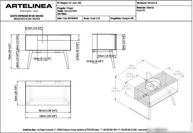 Artelinea Тумба с умывальником Dama 110x53 см – фото товара