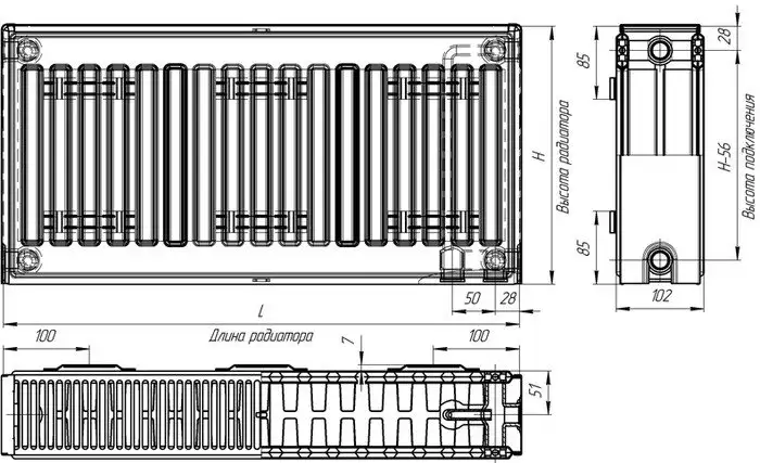 Стальной панельный радиатор Лидея ЛУ 22-508 500x800 - фото товара