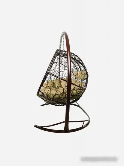 Подвесной диван M-Group Лежебока 11180201 (с коричневым ротангом/бежевая подушка) – фото товара