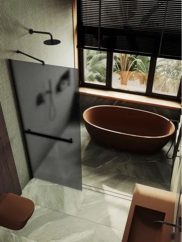 Душевая стенка MaybahGlass 89x195 MGD-736-6ш (графитовое матовое стекло/черный) - фото товара