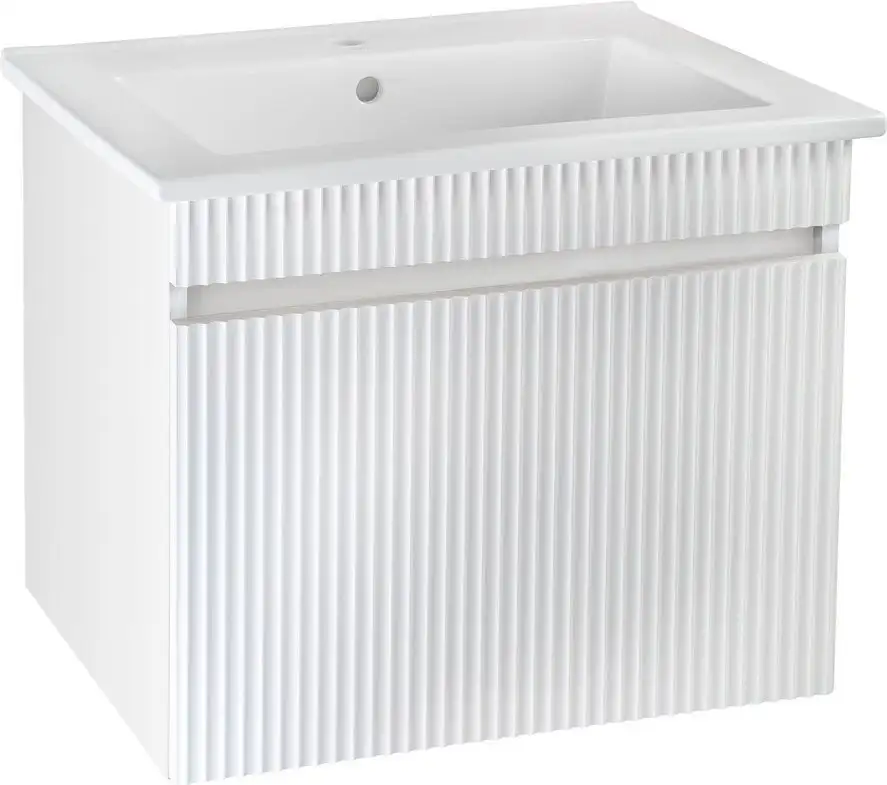 Runo Тумба с умывальником Runo Модена 65 + Оскар 65 (подвесная, белый) – фото товара