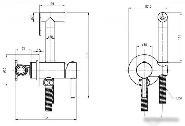 Гигиенический душ Cezares CZR-SET-DA1-ID2-FMM120-01 - фото товара