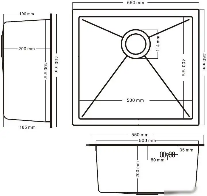 Кухонная мойка Schtoff Undermount Best Decor Silver 5545 + коландер KR-1 GREY + дозатор SD-1 SILVER - фото товара