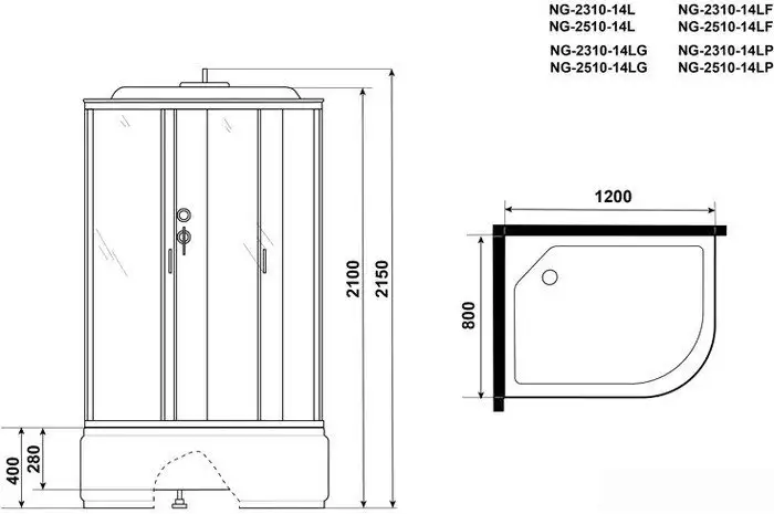 Душевая кабина Niagara NG-2310-14LG 120x80x215 - фото товара