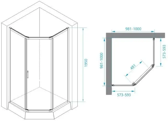 Душевой уголок RGW PA-86 100x100 (хром/прозрачное стекло) - фото товара