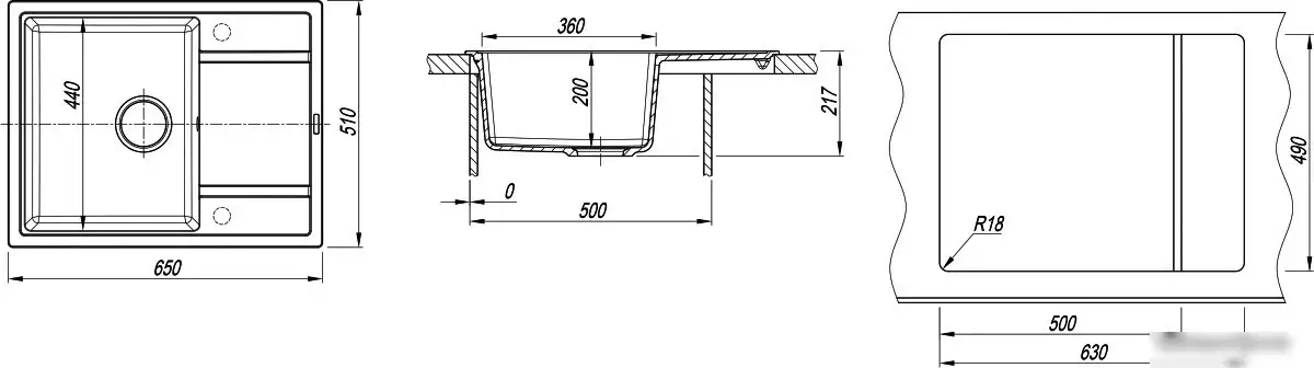 Кухонная мойка Florentina Липси 650 (мокко) - фото товара