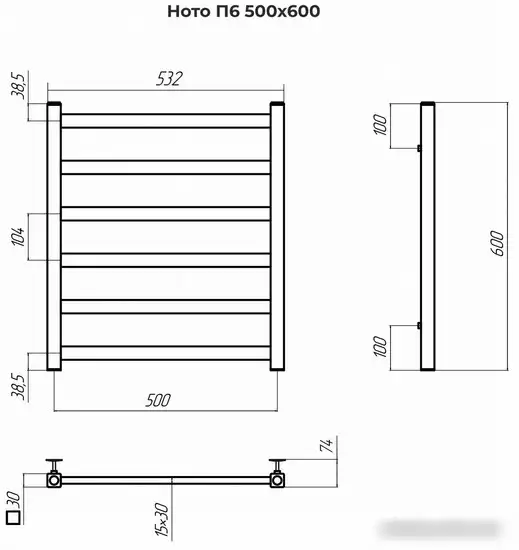 Полотенцесушитель TERMINUS Ното П6 500x600 - фото товара