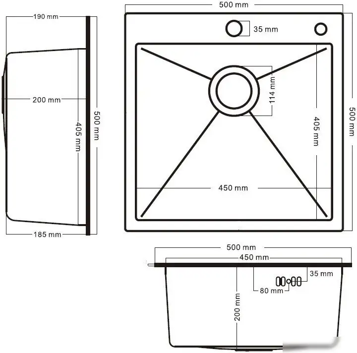 Кухонная мойка Schtoff Best Decor Silver 5050 + коландер KR-1 Grey + дозатор SD-1 SILVER - фото товара
