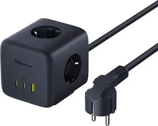 Удлинитель Baseus EnerFill FA11 Cube Power Strip 3AC+1U+2C 67W EU E00082100123-00 (1.5 м, черный) – фото товара