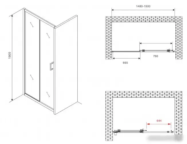 Душевая дверь Abber Schwarzer Diamant AG301505 - фото товара