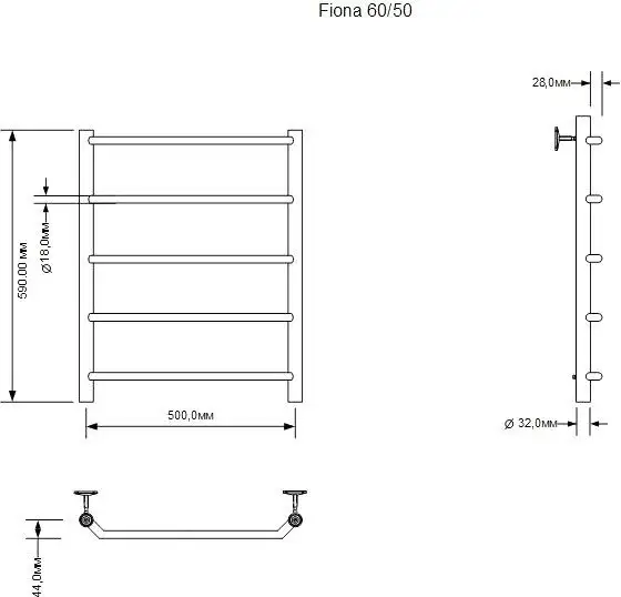 Полотенцесушитель Aquanet Fiona 60x50 281994 (правый) - фото товара