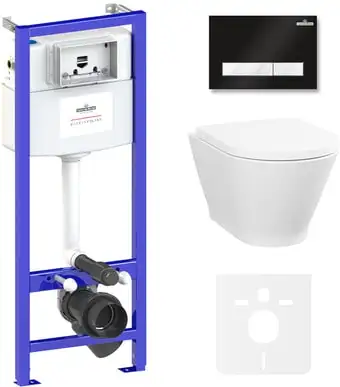 Унитаз Lavinia Boho Relfix Elegant Rimless 6 в 1 87561074 (черный/белый пластик) - изображение в каталоге