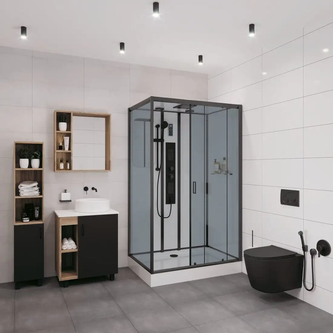 Душевая кабина Niagara NG-6912-01GQR BLACK 120x80x210 (тонированное стекло) - фото товара