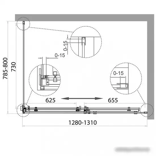 Душевой уголок BelBagno ACQUA-AH-1-130/80-C-Cr - фото товара