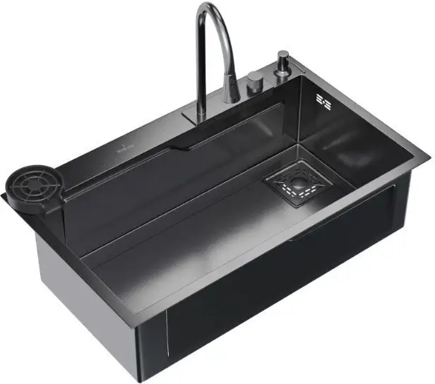 Кухонная мойка Mixline Pro 552104 (черный графит, с сифоном) - фото товара