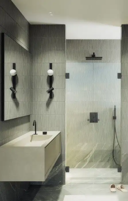 Душевая дверь MaybahGlass 195x101 MGD-464-6 (прозрачное стекло/черный) - фото товара