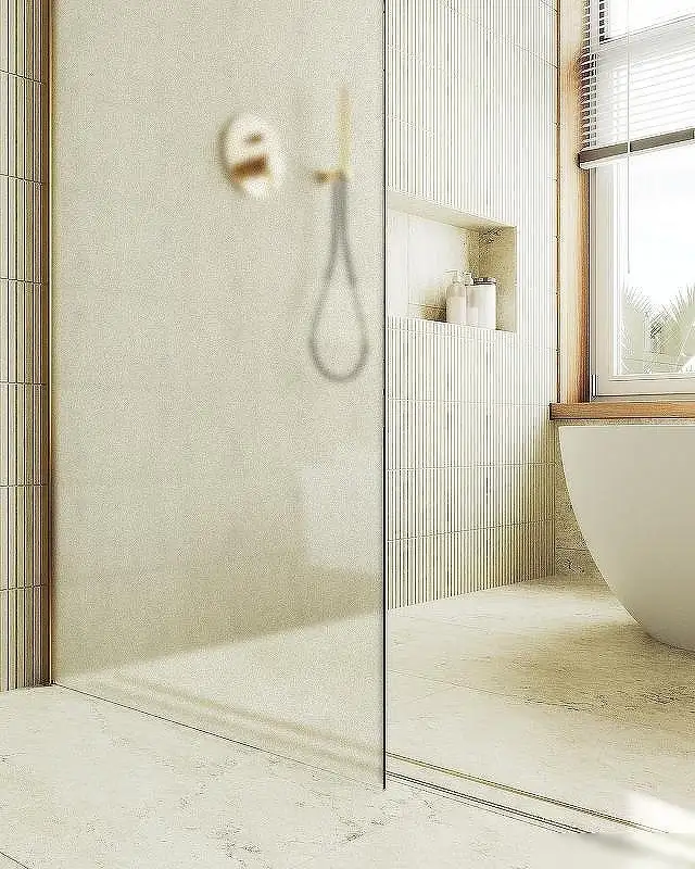 Душевая стенка MaybahGlass 89x195 MGD-690-3ш (сатин стекло/золото) - фото товара
