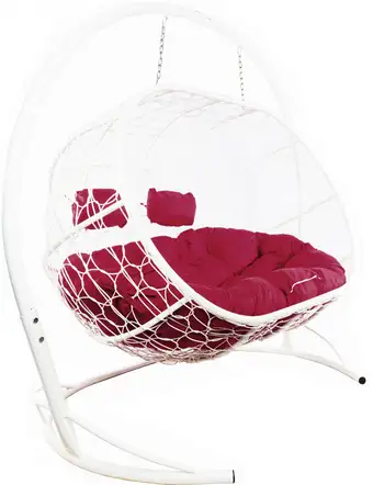 Подвесной диван M-Group Лежебока 11180102 (с белым ротангом/бордовая подушка) – изображение в каталоге