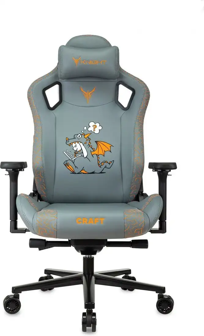 Игровое (геймерское) кресло Knight Craft Dragon (серый экокожа) – фото товара