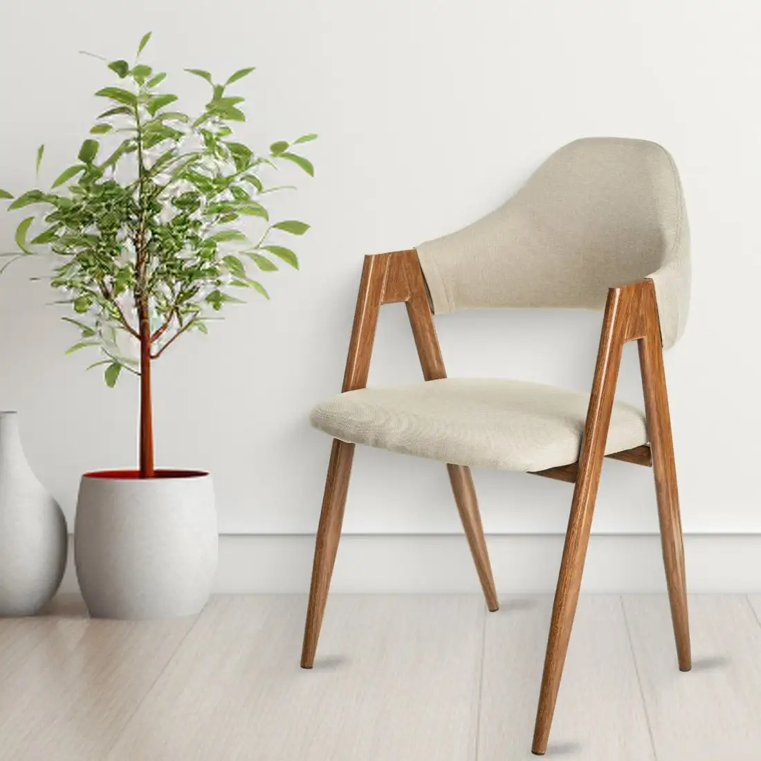 Стул с подлокотниками Mio Tesoro Луна DC-048A (бежевый/коричневый) – фото товара