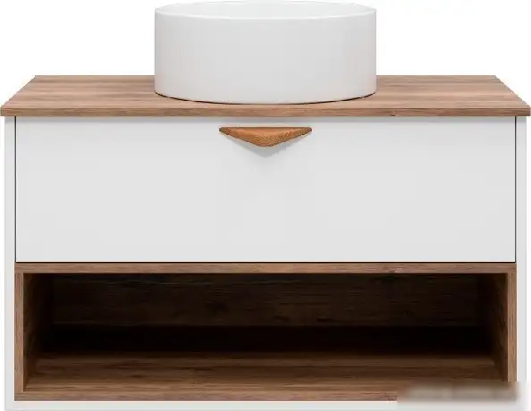 Brevita Тумба под умывальник Bergen 90 BER-07090-19-01-1Я (белый/темное дерево) – фото товара
