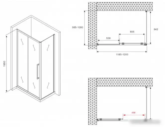 Душевой уголок Abber Schwarzer Diamant AG30120MH-S100M - фото товара