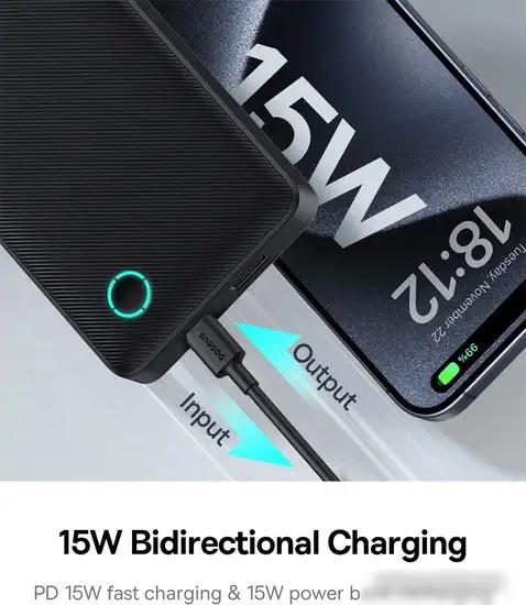 Внешний аккумулятор Baseus Airpow Lite Power Bank 15W 10000mAh P10067500123-00 (черный) – фото товара