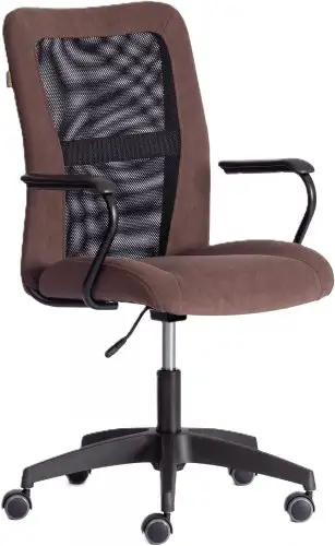 Офисное кресло TetChair Staff флок/ткань (коричневый/черный, 6/W-11) – изображение в каталоге