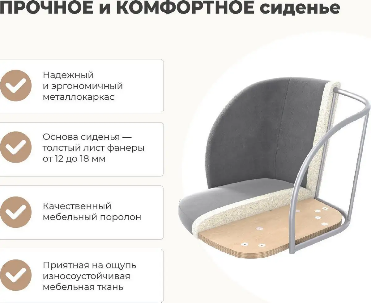 Стул с подлокотниками Sheffilton SHT-ST33/S195 (латте/белый) – фото товара
