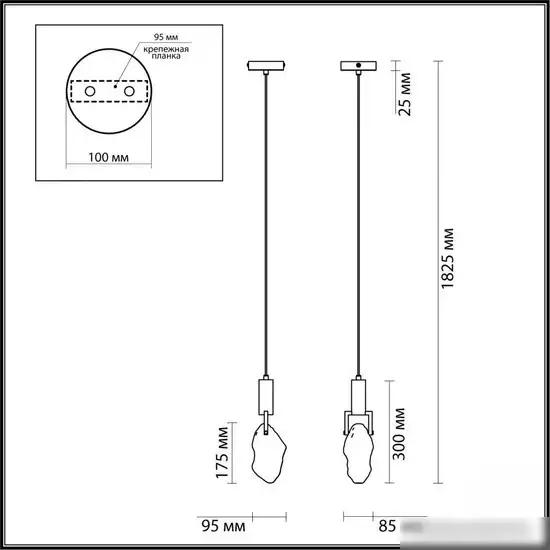 Люстра средней высоты Odeon Light Lia Midcent 6695/5L – фото товара