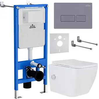 Унитаз подвесной Roxen Cube bidet в комплекте с инсталляцией StounFix Slim 6 в 1 966807 (кнопка: серый гранит) - изображение в каталоге