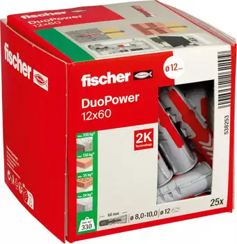 Дюбель универсальный Fischer DuoPower 12 x 60 538253 (25 шт) – изображение в каталоге