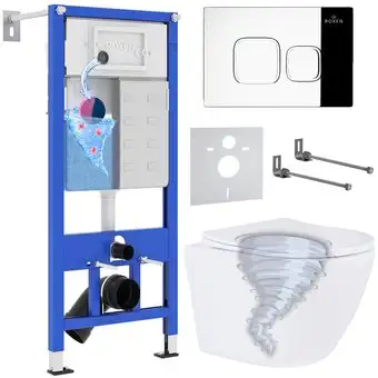 Унитаз подвесной Roxen Antares Tornado в комплекте с инсталляцией StounFix Dual Fresh 6 в 1 968385 (кнопка: хром глянцевый) - изображение в каталоге