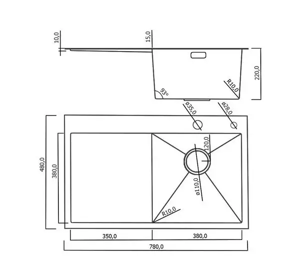 Кухонная мойка Roxen Vespa 560230-70RB - фото товара